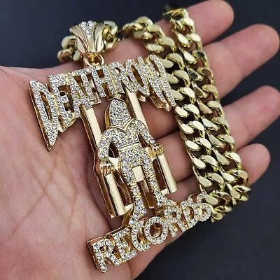 Hip Hop Rapper Cubic Zirconia Gold Plated Pendant 18  ~ 30  Cuban Chain Necklace • $29.99