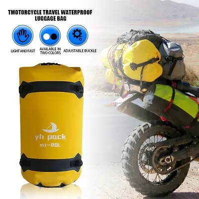 80L Motorcycle Waterproof Dry Luggage Outdoor Cycle Touring Roll Pack Bag Yellow • $28.56