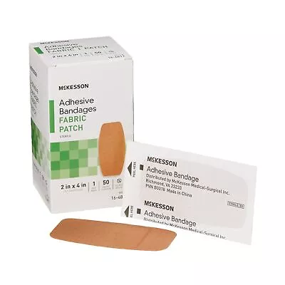 50 McKesson Adhesive Bandages 2  X 4  Fabric Patch Band Aid Strips 16-4817 • $8.67