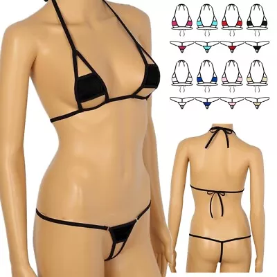 Sexy Women’s Extreme Bikini Halterneck Top Micro Thong Sets Swimwear Clubwear • $3.90
