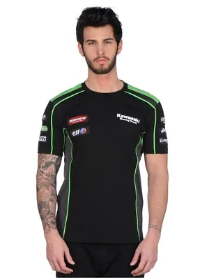 Official Kawasaki Motocard Team Race Wear Black/Green T Shirt - 17 31501 • £31.99