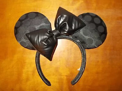 Disney Parks Minnie Mouse Black On Black Polka Dot Ears Headband • $19.99