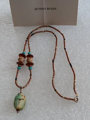 Ancient Egyptian Mummy Bead Scarab Pendant Necklace • $19.99