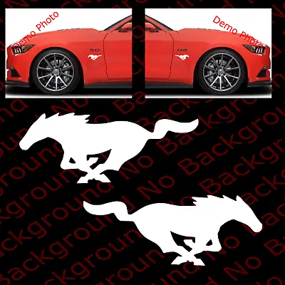 2 Pieces X Running Horse Pony Mustang Vinyl Die Cut Decals For Race Cars FD001 • $2.50