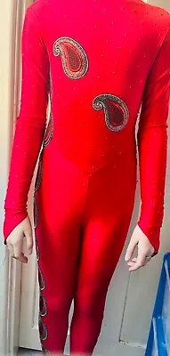£10 • Buy Red Beautiful Dance Costume Catsuit For Acro And Modern Age Approx 8-10 Years 