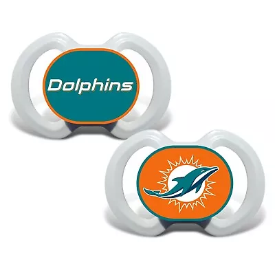 Miami Dolphins Baby Pacifier Set Of 2 - Officially Licensed NFL BPA Free • $16.95