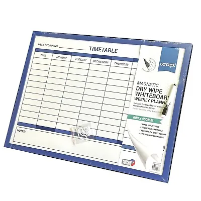 Magnetic Weekly Planner Organiser Memo Notice Board Time Table Erasable Marker • £13.49