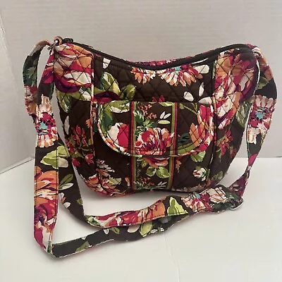 Vera Bradley ENGLISH ROSE Crossbody Purse EUC Hobo Bag Brown Pink Quilted  • $18