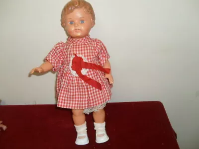 Celluloid Doll 34 Cm German Turtle Dressed Girl Doll With Red Dress Outfit • $155