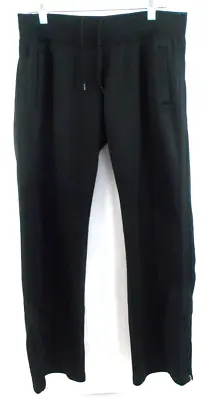 Nike Solid Black Joggers Women's Large Wide Elastic Waist Zip Ankle Track Pants • $20