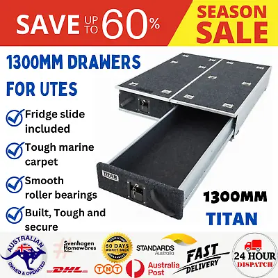 $768.64 • Buy Titan 1300mm Drawers Suitable For Utes  Pair  With Fridge Slide Car Van Storage