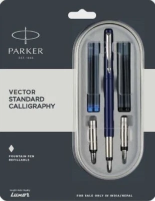 £20.66 • Buy Parker Vector STD Calligraphy Fountain Pen With CT Blue Body