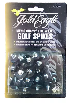 NEW Pkg Of 24 Gold Eagle 90650 Men Lite-Wate Small Metal Thread Golf Shoe Spikes • $14.95