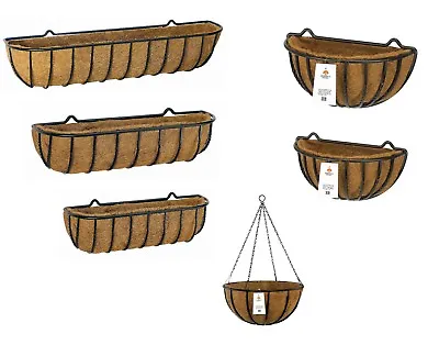Country Forged Garden Wall Troughs Boxes Outdoor Hanging Baskets Pots Coco Liner • £18.98