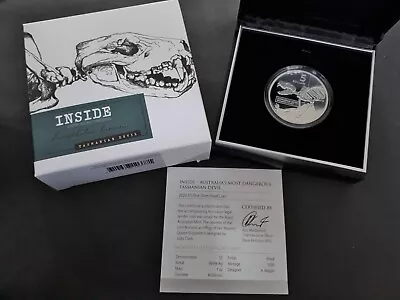 $67 • Buy 2020 Australia Inside: Tasmanian Devil 1oz Silver (99.9%) $5 Proof Coin