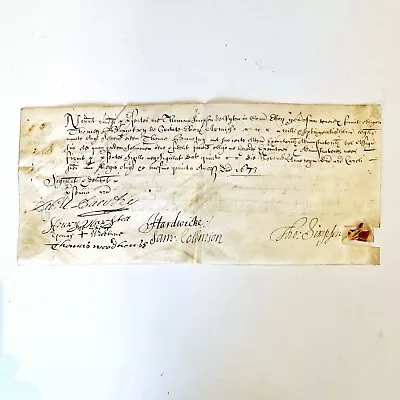 Rare 1673 Large Vellum Handwritten Indenture Manuscript Legal Document Old • $199.95