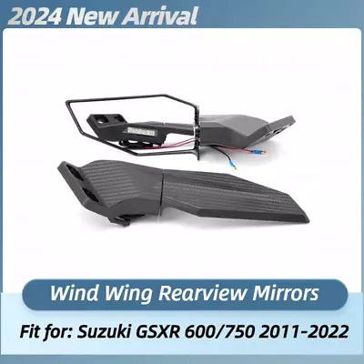 Rearview Wing Mirrors W/ LED Turn Signals Light For Suzuki 2011-2022 GSXR600/750 • $45.50