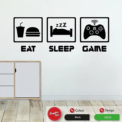 £6.49 • Buy Eat Sleep Game Wall Art Sticker PS4 XBOX Gaming Gamer Boys Girls Bedroom Decal