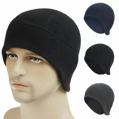 Men Plain Fleece Beanie Hat With Earflaps Warm Russian Cap Ears Cover Skull Cap. • $14.68