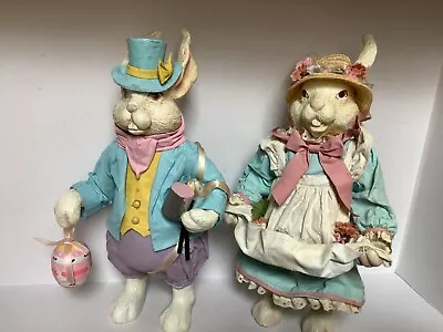 Vintage Clothique Mr And Mrs Bunny Rabbits Midwest Of Cannon Falls Figurine • $49.24