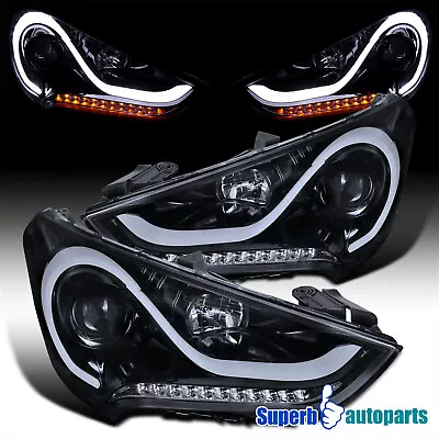 Fits 2012-2017 Hyundai Veloster Glossy Black LED LED Projector Headlights Signal • $393.48