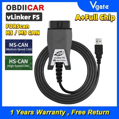 Vgate VLinker FS USB For Ford FORScan Switch OBD2 Car Auto Diagnostic Scanners • $48.75