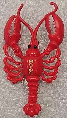 VTG State Of Maine Lobster Souvenir Red Plastic Lapel Cap Pin-back Brooch 2.5” • $5