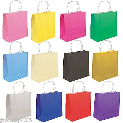 £0.99 • Buy Party Gift Coloured Paper Bags With Handles Wedding Birthday Christmas Shopping 