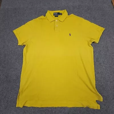 Vintage Ralph Lauren Shirt Mens XLARGE Yellow Short Sleeve Polo TShirt Size XL • $27.88