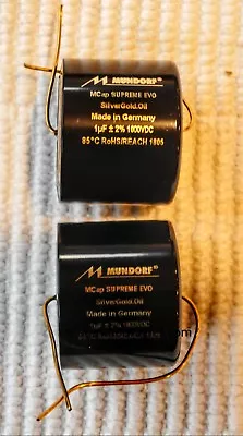 TWO Mundorf MCap 1000 VDC SUPREME EVO Silver Gold Oil Cap Capacitor 1uf 1.0 1 Uf • $112.95