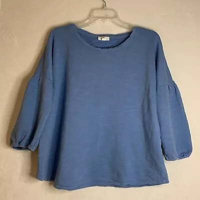 J. Jill Pure Jill Women's French Terry Knit 3/4-Sleeve Blue Top Size Large • $28