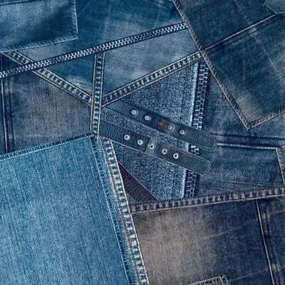 £7.59 • Buy FS1195 Denim Jeans Seamless Print Stretch Jersey Scuba Knit Dress Fabric