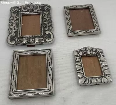 Vintage Lot Of 4 Aluminum Rectangle Photo Frames Free Standing Home Decorative • $29.99