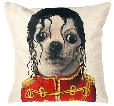 Michael Jackson Chihuahua Dog Print 16 X 16 Chenille Cotton Cushion Cover Sofa • $8.49