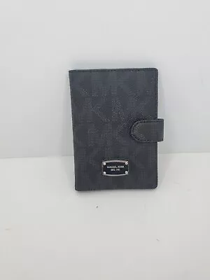 Michael Kors Crossgrain Leather Black Gray Jet Set Travel Passport Holder Wallet • $29.47