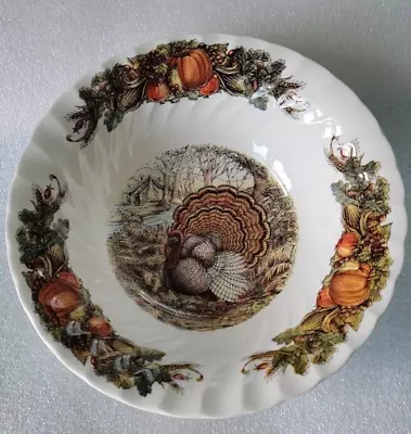 Queens England Harvest Bounty 9¼  Serving Bowl Turkey Thanksgiving FREE SHIPPING • $35