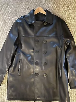 Leather Pea Coat Men • $450