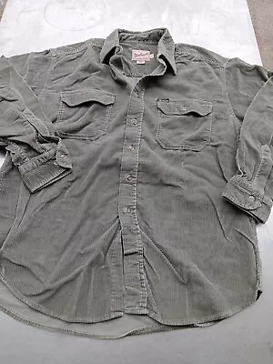 Vintage Woolrich Corduroy Button Up Shirt Mens Large Green /greyish • $10