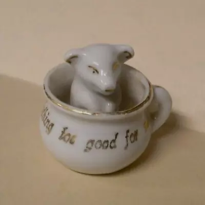 Vintage Miniature German Nothing Too Good For Me Pig In Chamber Pot Figurine • $2.50