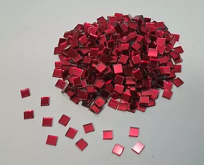 200 Pieces Red Ruby Glass Mirror Tiles Approx 5 X 5 Mm 1.8mm Thick Art&Craft • £3.49