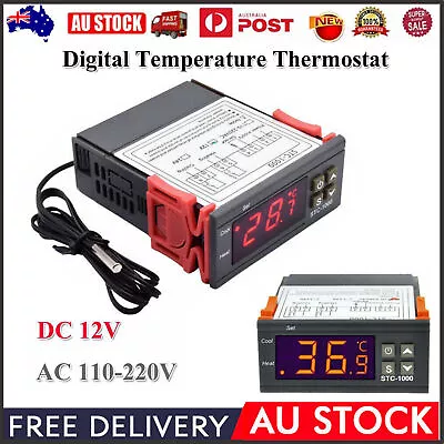 Digital Temperature Thermostat STC-1000 Controller Heating Cooling LCD 12V-220V • $12.87