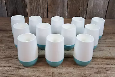 Vtg MCM Retro Cups Bopp-Decker Vacron 6 Oz Turquoise White Set Of 12 Insulated • $55