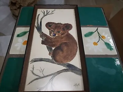 Vintage Original Watercolor Koala Bear On Branch By Van Dyck 7x13  • $7.54