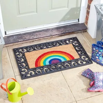 £12.99 • Buy Bright Rainbow Indoor Outdoor Coir Doormat With Durable Rubber Frame