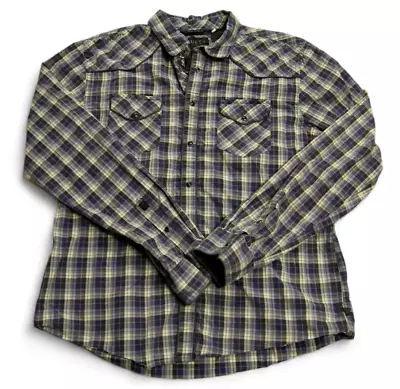 Vintage GUESS Men's Pearl Snap Button Up Shirt Long Sleeve XL Western Plaid • $20