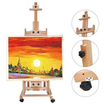 Large Studio Artist Easel H-Frame Wood Painting Art Easel Stand Adjustable • $155