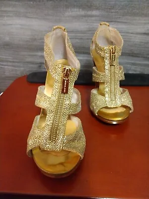  Michael Kors Gold/Metallic Spadrille Zip Up Platform Shoes Size 5.5 • $25