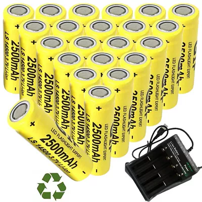 14500 Battery 2500mAh   3.7V Rechargeable Batteries Cell Charger  LOT • £35.99