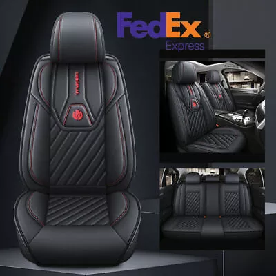 Wear-resistant Breathable Leather Black 5-Seats Car Seat Cover Cushions Full Set • $69.71