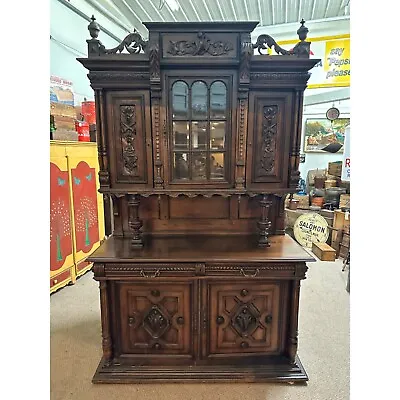 Antique 1900s French Carved Walnut Rococo Style Hutch Sideboard Server Cabinet • $2999.99